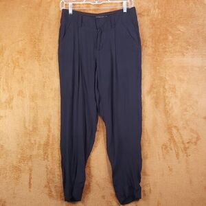 ALICE OLIVIA Pants Womens Small Black Chiffon Tapered Ankle Cuff Leg Silky